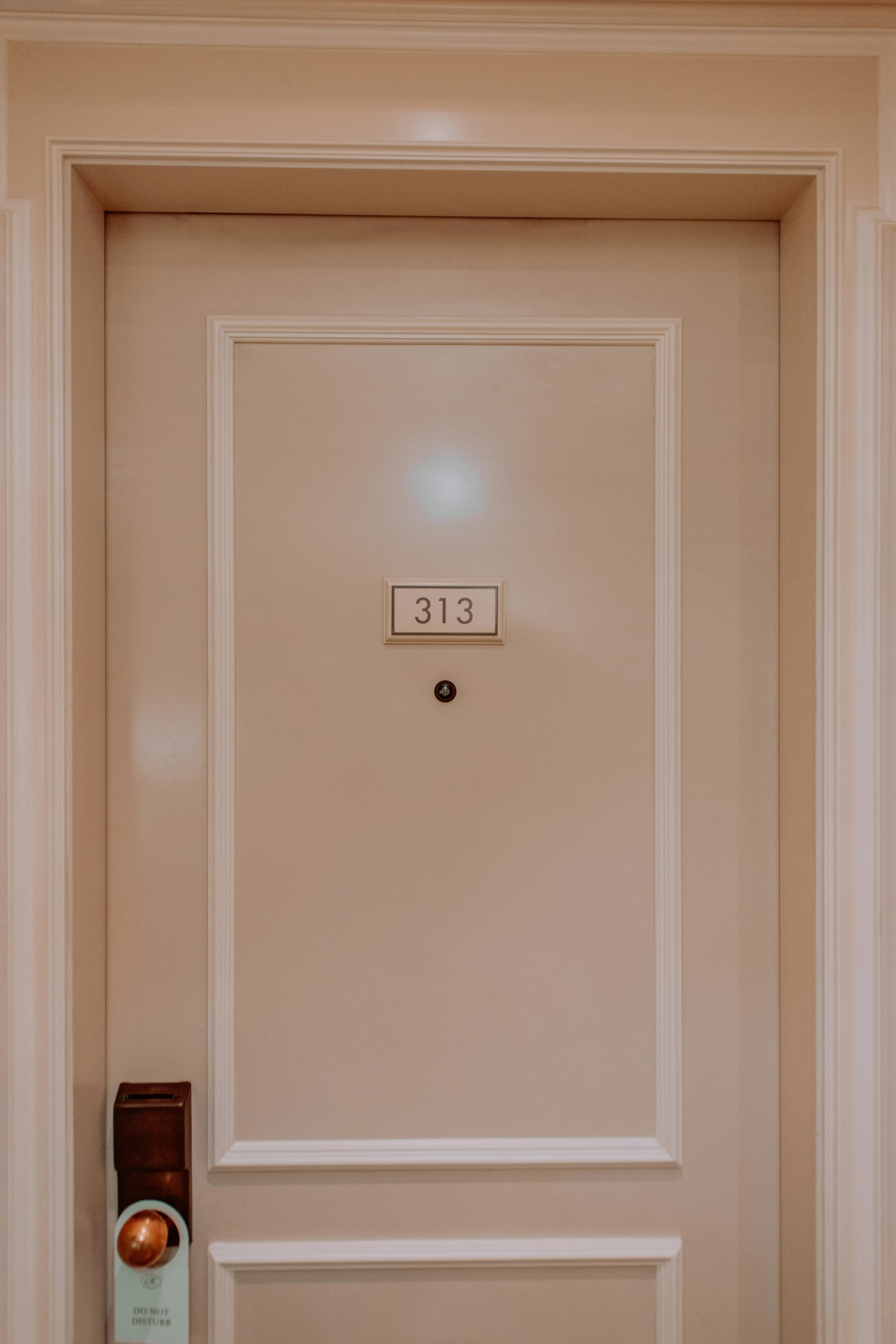Hotel room door during AI inspection